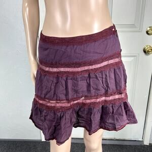 Vintage Y2k Billabong Women's Skirt A-line Lace Cotton Floral F3-5